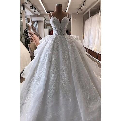 Robe De Mariee Long Wedding Dresses Lace Beads Wedding Dresses Vestidos De Novia 100% Same As The Photos Custom Wedding Dresses
