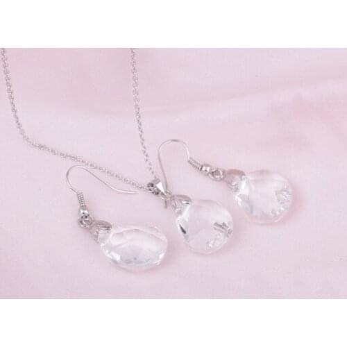 S014 Korean fashion Exquisite Lovers beans crystal necklace earrings jewely sets