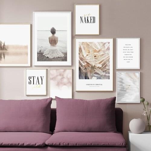 Scandinavian Lake Tree Girl Quotes Canvas Painting Nordic Poster Landscape Nordic Posters and Prints Wall Art Picture Home Decor