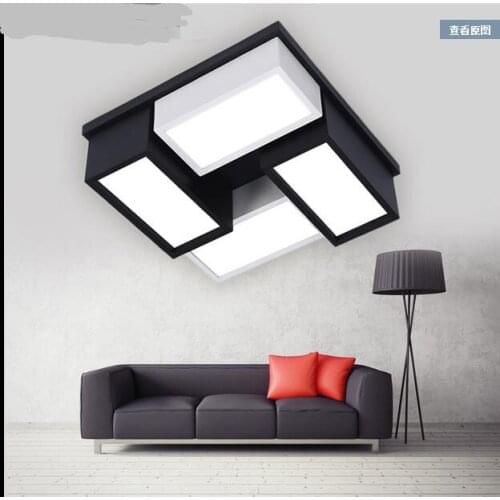 Modern office ceiling lighting Black/white personality LED lamp square living room lamp bedroom modern romantic lamp ZA BG3