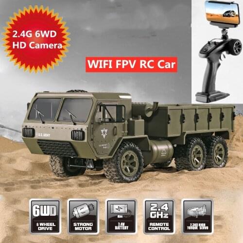 WIFI FPV Army Military Truck With HD Camera 2.4G 6WD Phone Remote Control Car 2KG Loading High SpeedOff-Road RTR Vehical Gifts
