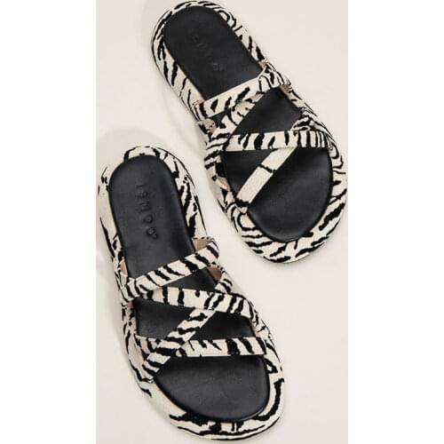 Apanzu Women Summer Outdoor Slides 2021 trend Fashion Design Open Toe Sandals Women Zebra pattern Slipper All-match Women Shoes