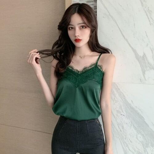 S-4XL Women Lace V-neck Camis Tops Female Sleeveless Blouses Tees Tanks Tops with Adjustable Straps Girls DS131