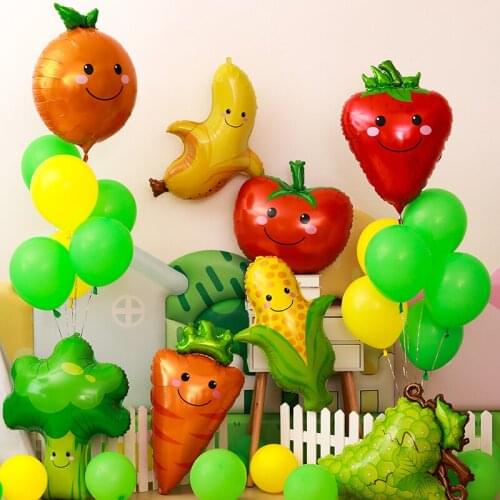 1pc Fruits Vegetables Balloon Summer Party Decor Strawberry Pineapple Donuts Watermelon Helium Hawaii Party Tropical Fruit Decor