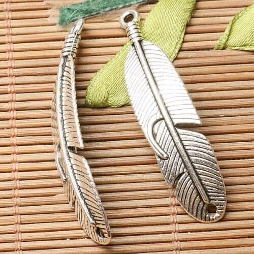 10pcs dark silver curved feather design connector for jewerly making EF2799