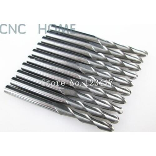 10pcs CED 2.5mm Carbide 2 Double Flutes Ball Nose End Mills, Spiral Cutter CNC Engraving Router Bits, CEL 8mm, SHK 3.175mm 1/8"