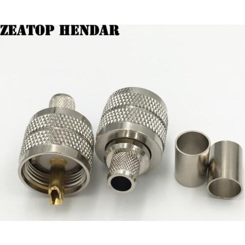 5Pcs Brass UHF PL-259 Male Jack PL259 Plug Crimp for RG5 RG6 5D-FB LMR300 RF Cable Straight Soldering Connector