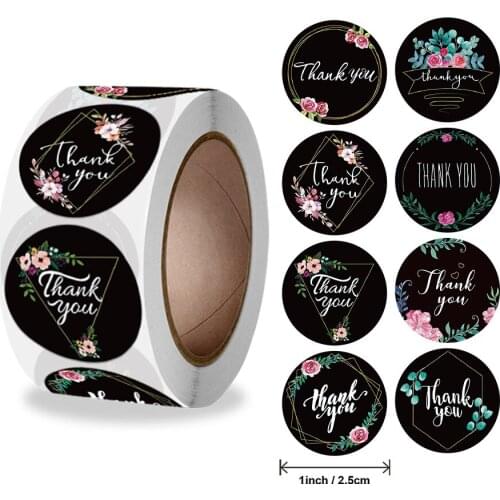 50-500Pcs Flower Stationery Stickers Round Thank You Sticker Seal Labels For Mailing Supplies Packaging Decoration Stickers