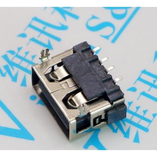50PCS USB Type - A Female PCB Mount Socket Connector 4PIN SMT length: 10.0mm 10mm Flat head AF10.0