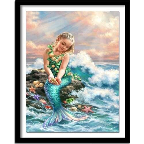 5D DIY diamond embroidery Mermaid girl diamond painting Cross Stitch full square drill Rhinestone home decoration