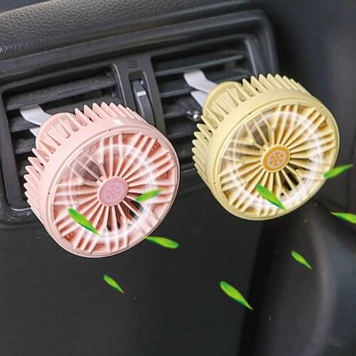 Car Cooling Fan With 360 Degrees Rotating 3 Speeds Adjustable Air Vent 5V USB Amplifier Cooling Fan With Light For Car Van Truck
