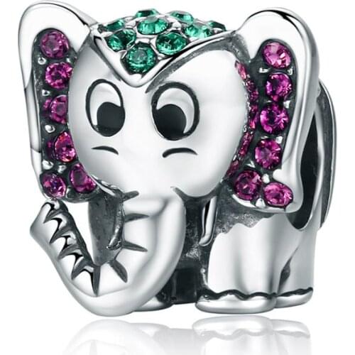 925 Sterling Silver Shining Dumbo Charm Fit Original 3mm Bracelet&Bangle Making Fashion DIY Jewelry For Women