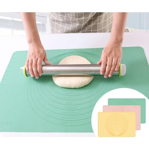 Large Silicone Baking Mat With Scale Pink Rolling Dough Pad Non-Stick Pizza Dough Maker Kitchen Cooking Kneading Accessories