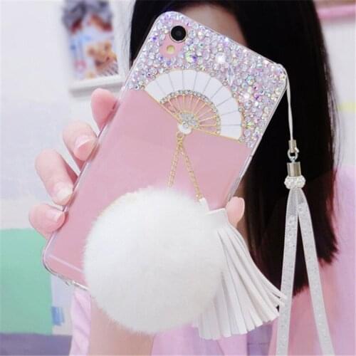 LaMaDiaa Cute Pink fan Case For Xiaomi 8 9 SE 6X 5X MAX2 5S Redmi 4A 7 6 8 Pro Note4X 5A 7 Pro Tassel Rabbit Fur Hair Ball Case