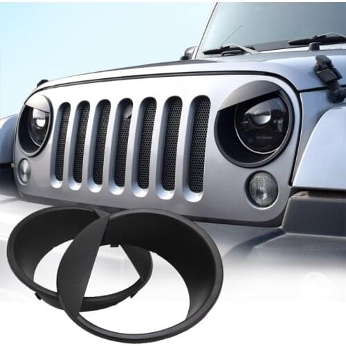 For Jeep Wrangler JK JKU 2007-2017 9inch ABS Lamp Hoods Car ABS Accessories Car Replacement Front Light Headlight Trim Cover