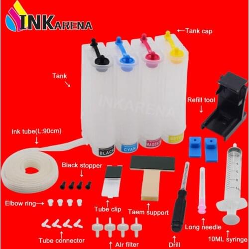 INKARENA Continuous Ink Supply System Replacement For HP122 122XL Cartridge Deskjet 1000 1050 1050A 1510 2050 2050A 3050 3050A