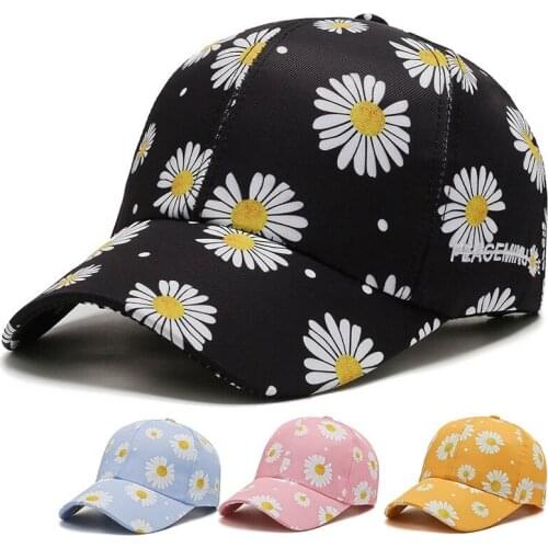 Hat Korean Style Womens Cotton Floral Sun-Proof Baseball Cap Summer Women Adjustable Fashion Peaked Cap mens hats and caps