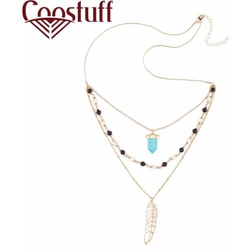 Choker necklace colar statement necklace kolye collier Feather Pendant Multilayer women necklaces & pendants collares collar