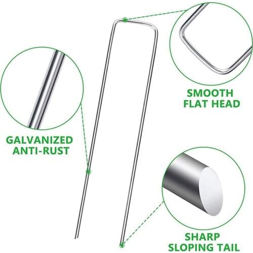 50/10Pcs Heavy Duty U Shape Gauge Galvanized Steel Garden Stakes Staple Securing Pegs For Securing Weed Fabric Landscape Netting