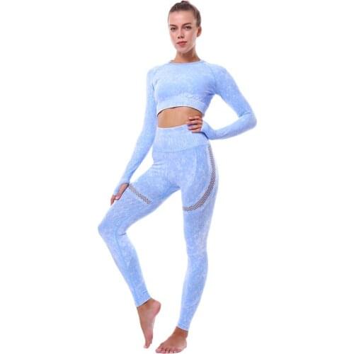 Yoga Sets Women Gym Sports Set Elastic Sports Hight Waist Leggings Sportswear Workout Sets Women Yoga Sets Women Gym Sports Set