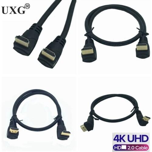 HDMI-compatible 4K 60hz HD-Plug Right Angled Short Cable HD-Cable UP&Down 90 Degree Cord For XBOX HDTV DVD Video 30CM 180CM