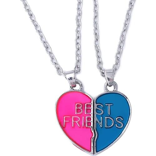 Beautiful enamel heart-shaped puzzle metal best friends pendant necklace FIT friends gifts souvenir jewelry necklace
