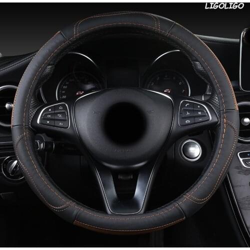 LIGOLIGO Leather Car Steering Wheel Cover For Chevrolet Cruze Captiva Lacetti Aveo Niva Spark Sonic Trax Camaro
