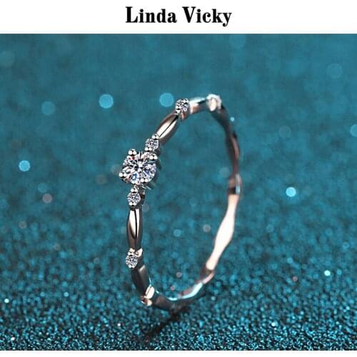 LINDA VICKY Women 925 Silver Ring Test Pass Diamond Ring Real Moissanite Birthday Valentines Day Wedding Senior Jewelry Rings