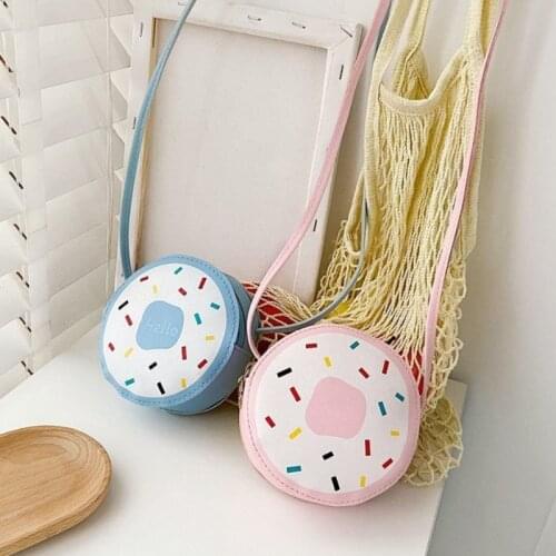 Lovely Girls Baby Mini Coin Purse Fashion Boys Kids Small Shoulder Crossbody Bag PU Leather Childrens Cute Donut Messenger Bags