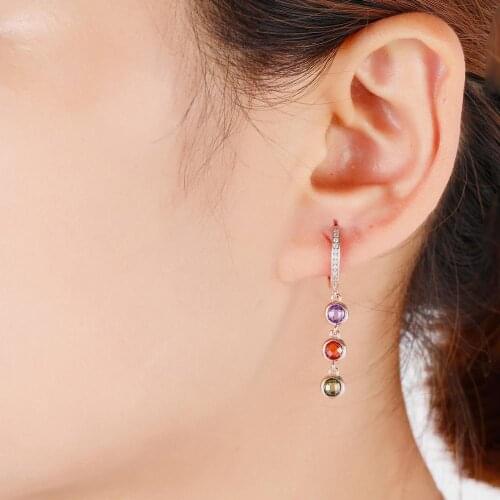 Fashion Elegant Gold Punk Style Tassel High Quality Colorful Crystal Cubic Zirconia Earrings For Women Charm Statement Chain