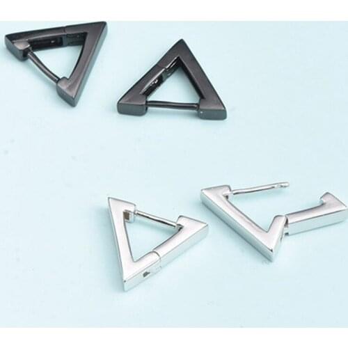 Fashion Gothic Triangle earrings Unisex Punk Rock copper Men Women Ear Stud Earrings Pierced Push-Back Ear Plug Buckle jewelry