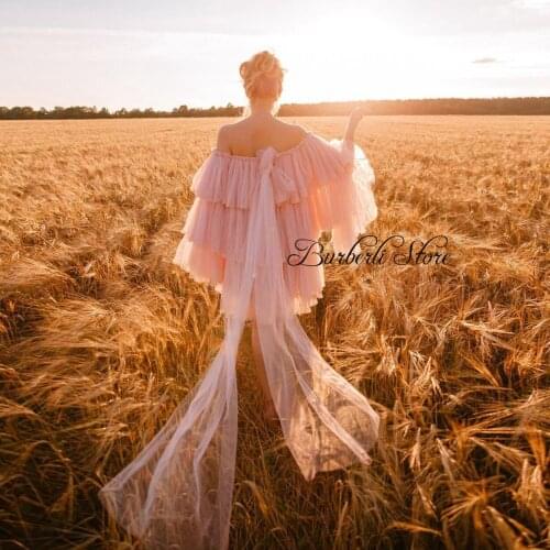 Fashion Girls Pink Short Tulle Dresses Summer 2021 Mini Summer Dresses Tiered Ruffles Women Clothing Party Dress Vestidos