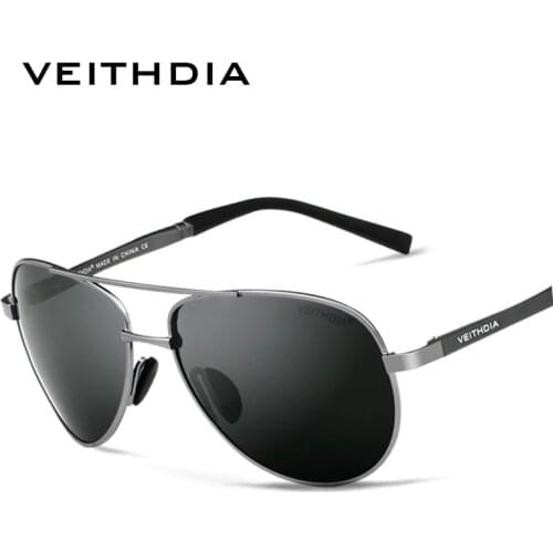 VEITHDIA 2020 Vintage Men Sunglasses Classic Pilot Polarized UV400 Lens Sun Glasses Deginer Driving Shades For Men 1306