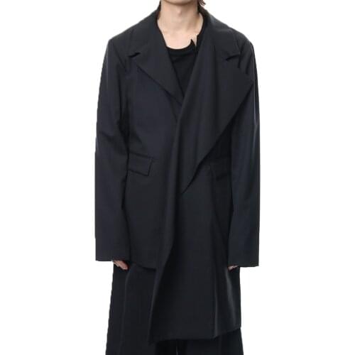 Blazers Men Suits 2021 Spring/summer New Mid-length Irregular Slim Long Sleeve Jacket Black Large Size Costume Casual Clothes