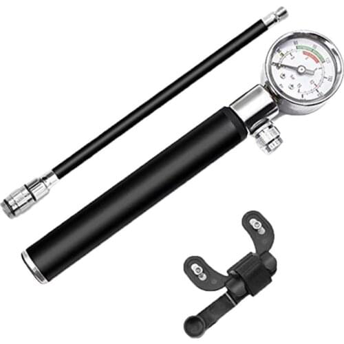 Car Bike Motorcycle Manual Tire Air Inflatable Mini Air Inflator Bicycle Pump Outdoor Riding With Portable Gauge Bracket Set