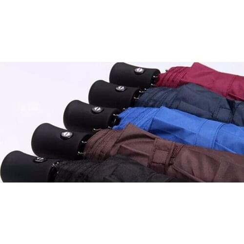 15PCS New arriveGentles Ladies Fully-automatic Aluminium Alloy fiberglass strong Frame Three Folding compact big rain umbrella