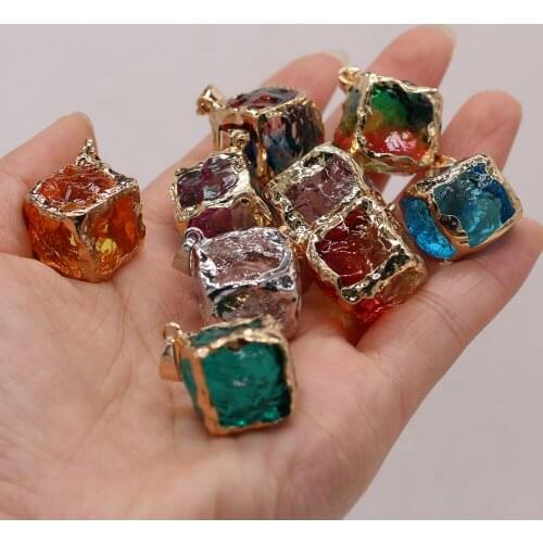 New Style Natural Stone Pendant Square Crystal Pendant For Jewelry Making DIY Necklace Bracelet Earrings Accessory