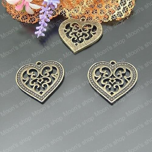 Wholesale 27*27mm Antique Bronze Hollow Heart Alloy Pendants Diy Jewelry Findings Accessories 20 Pieces(JM6422)
