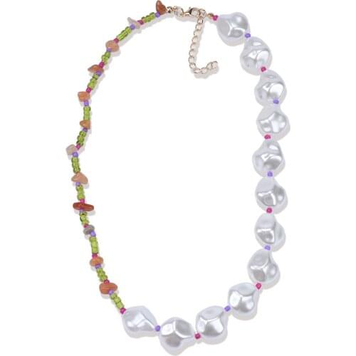 Wholesale Za Women Stones Necklace New Pearls Classic Resin Beaded Necklace 2021 Cute Statement Neck Chain Jewelry