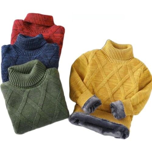 Boys Pullover Autumn Winter Cashmere Thickened Warm Childrens Knitted Long Sleeve Sweater Girls Korean Casual Kids Clothes2-10Y