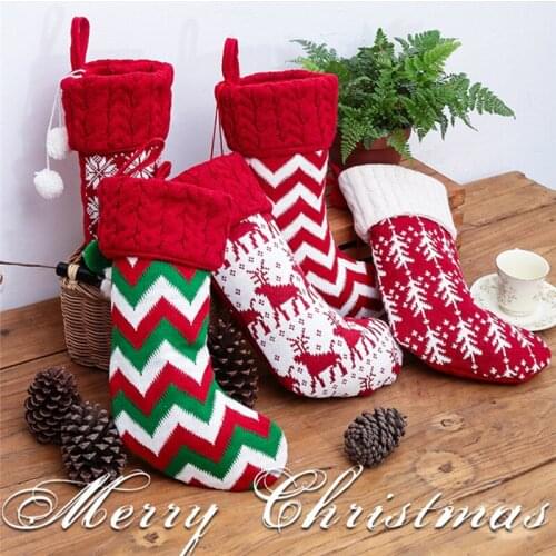 Christmas Wool Socks Children Christmas Gifts Knitted Fireplace Christmas Tree Bedside Hanging Socks Christmas Decoration
