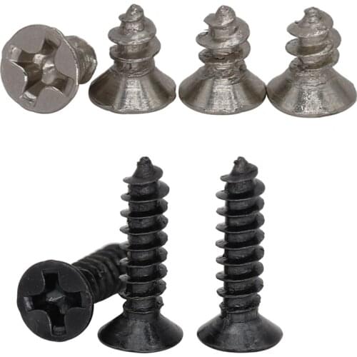 M2 M2*4/5/6 M2x4/5/6 Black Nickel Plate Carbon Steel DIN7982 Cross Phillips Recessed Countersunk Flat Head KA Self Tapping Screw