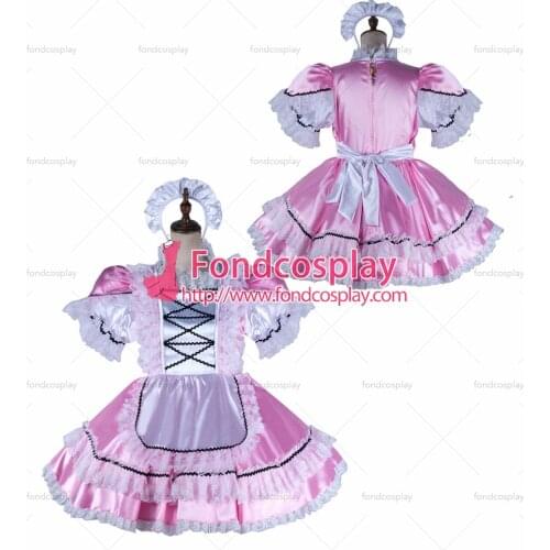 Sissy maid satin dress lockable Uniform cosplay costume Tailor-made[G2159]
