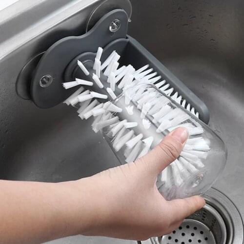 Glass Bottles Cleaner Brush 2 In 1 Drink Mug Wine Suction Gadgets Cup Scrubber Sink Baby Milk Washing Kitchen Cleaning Tools