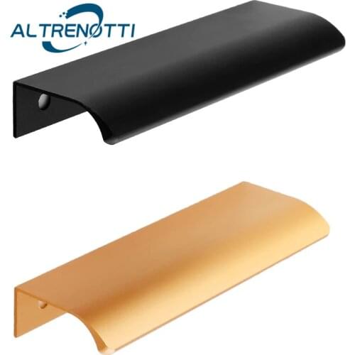 Furniture Hidden Handle Gold Black Aluminum Drawer Cupboard Kitchen Door Pull Nordic Wardrobe Closet Knob For Home Hardware