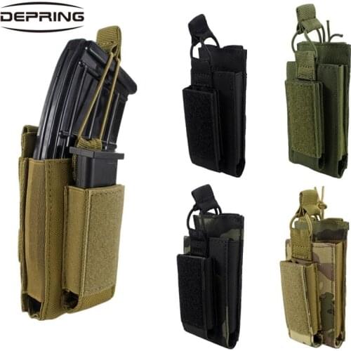 Tactical Outdoor MOLLE Rifle&Pistol Magazine Pouch Bag Open-Top Elastic Magazine Pouch Ammo Carrier Case for Hunting
