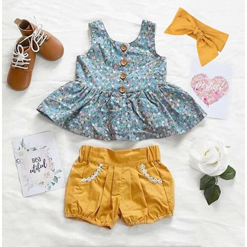 Flower Toddler Baby Infant Girl Top Vest Dress+ Shorts Outfit 3Pcs Clothes Fashion LaceWoolen PrincessSummer Sleeveless
