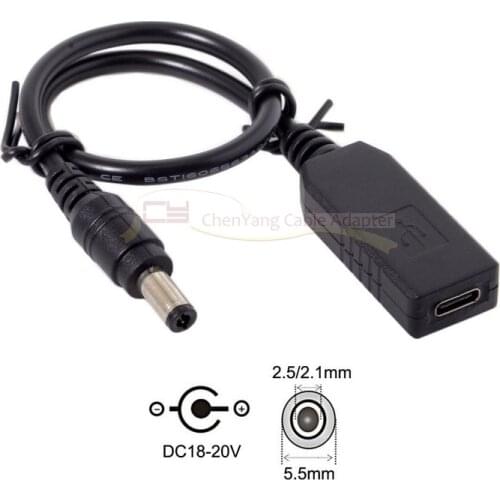 USB 3.1 Type C USB-C to DC 20V 5.5 2.5mm & 2.1mm Power Plug PD Emulator Trigger Charge Cable for Laptop
