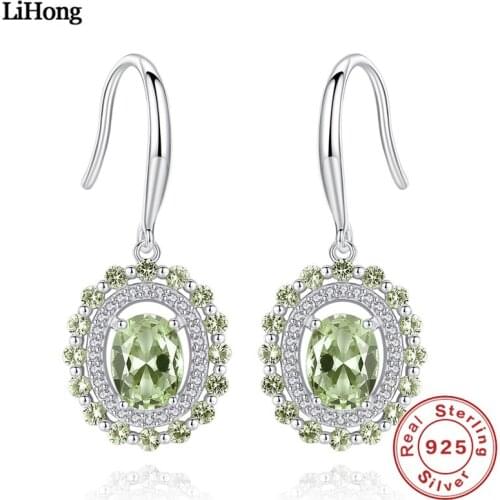 High Jewelry Earrings In Sterling Silver Olive Emerald Earrings For Women Engagement Wedding Gifts