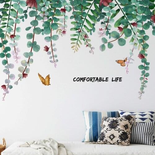 Green Leaf Vine Wall Sticker for Home Decor Removable Wall Decals Living room Bedroom Background Wall Decor Vinyl DIY Wallpapers